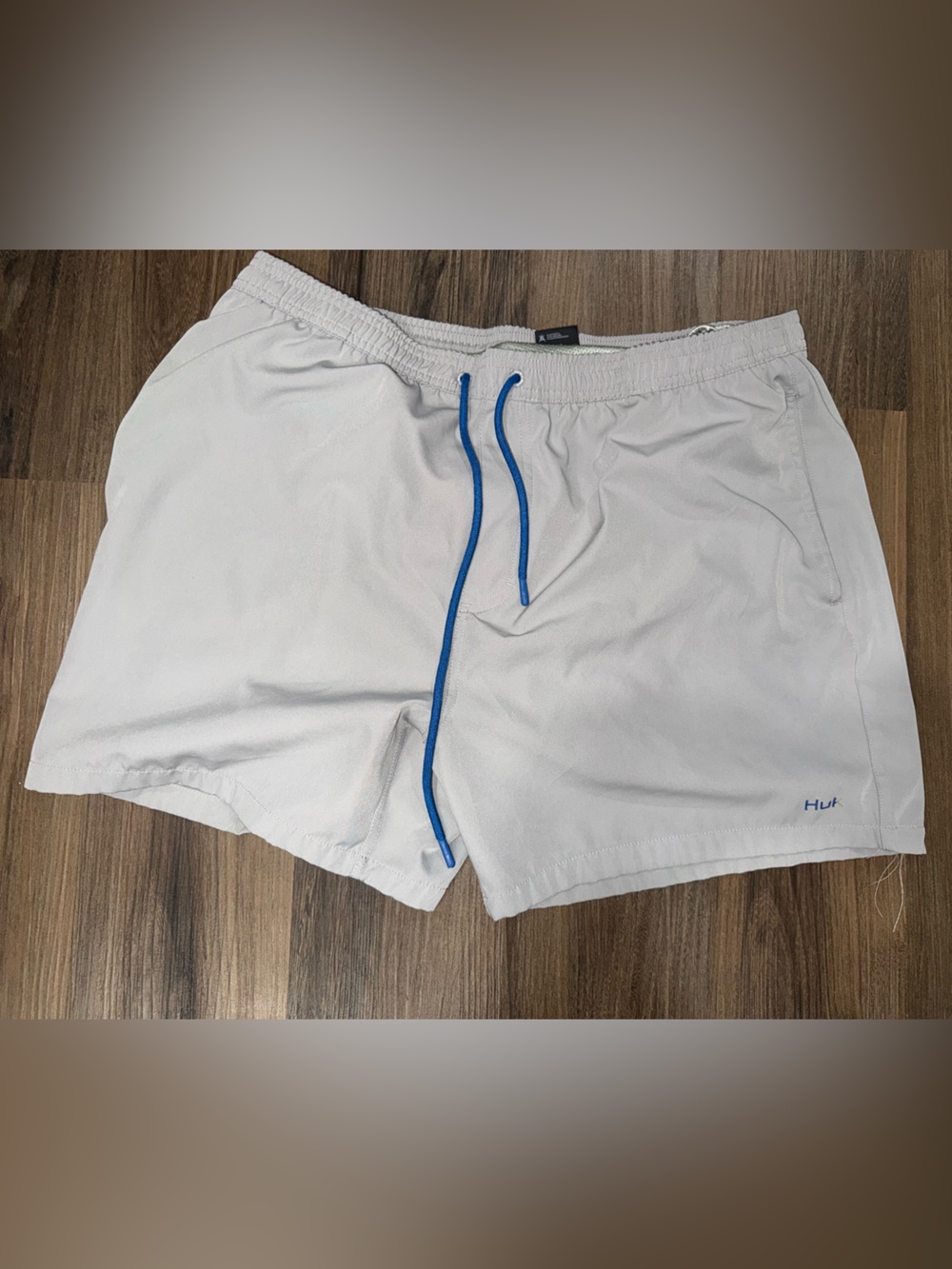Huk Pursuit Volley Light Gray Swim Shorts with Silver Mesh Lining